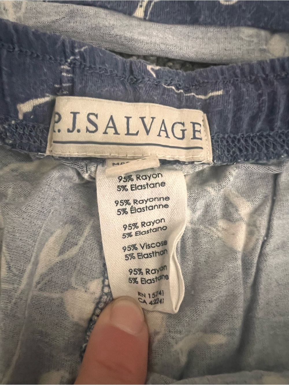 P.J. Salvage Navy and White horse print Sleep Set Size S - Picture 3 of 4